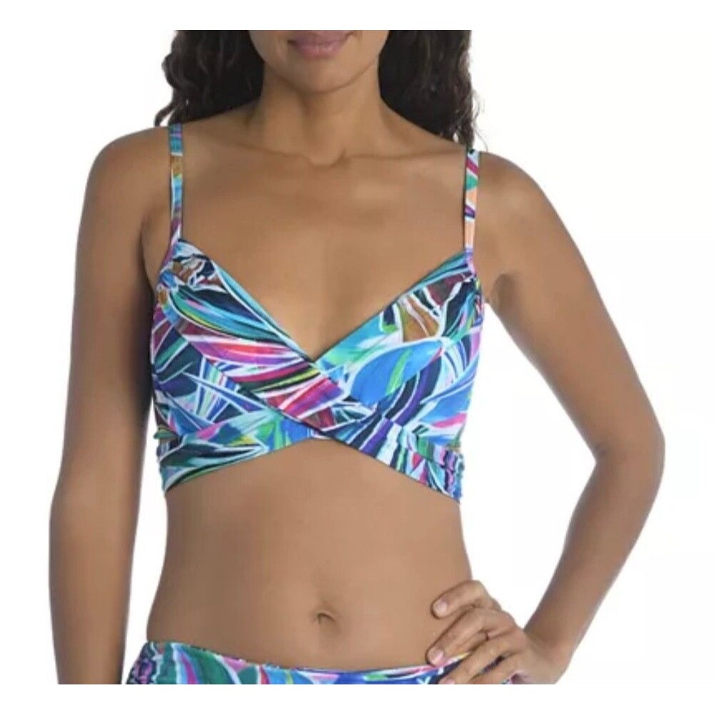 La Blanca Palm Opulence Printed‎ Underwire Bikini Top Women's Size 14 Underwire